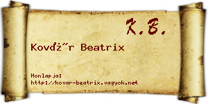 Kovár Beatrix névjegykártya